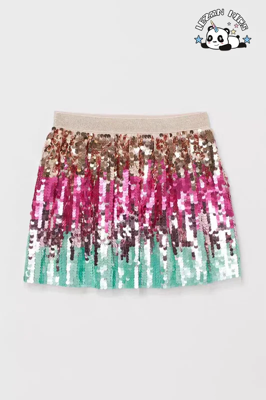 LEZONKIDS - Wholesale Cute Color Gradient Sequin Satin Short Skirts Girls Sexy Mini Party Wear Breathable Lace Skirts